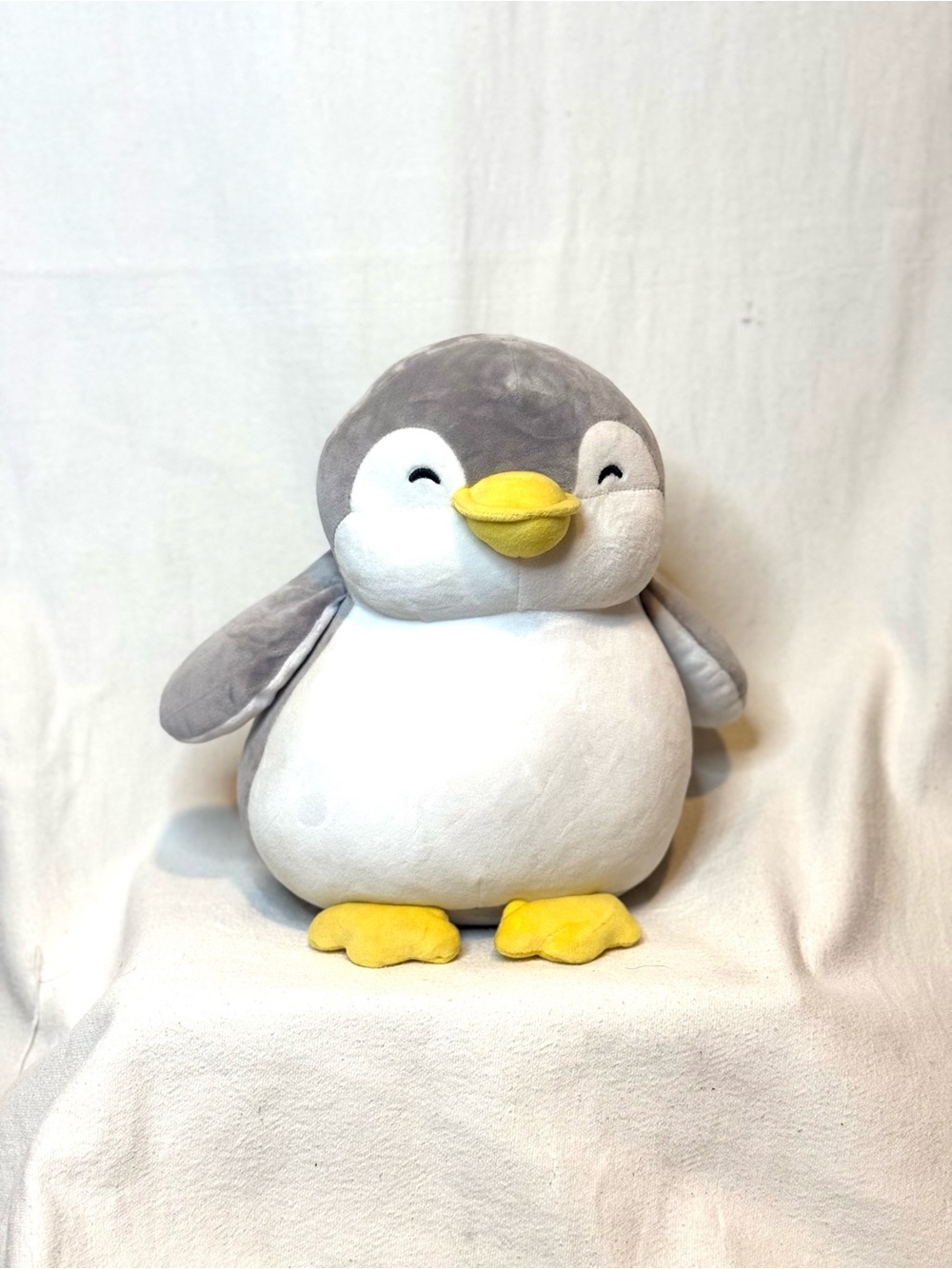 Gray, White & Yellow Plush Penguin Cuddly Toy